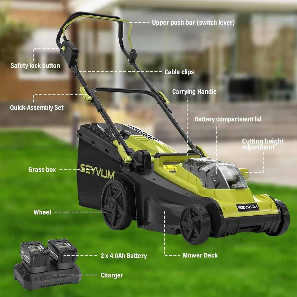 Lawn Mower Cordless with 45L Grass Collection
