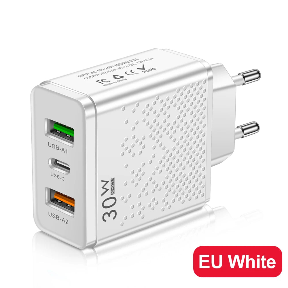 3 Ports 30W USB C Charger