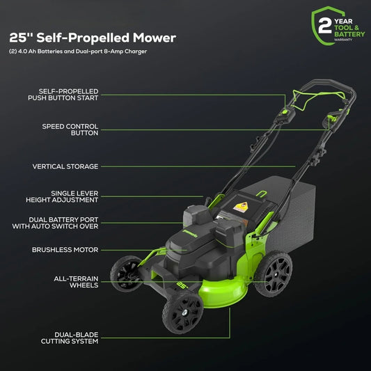 Lawn Mower 82V 25” Brushless (Self-Propelled) Prosumer Cordless