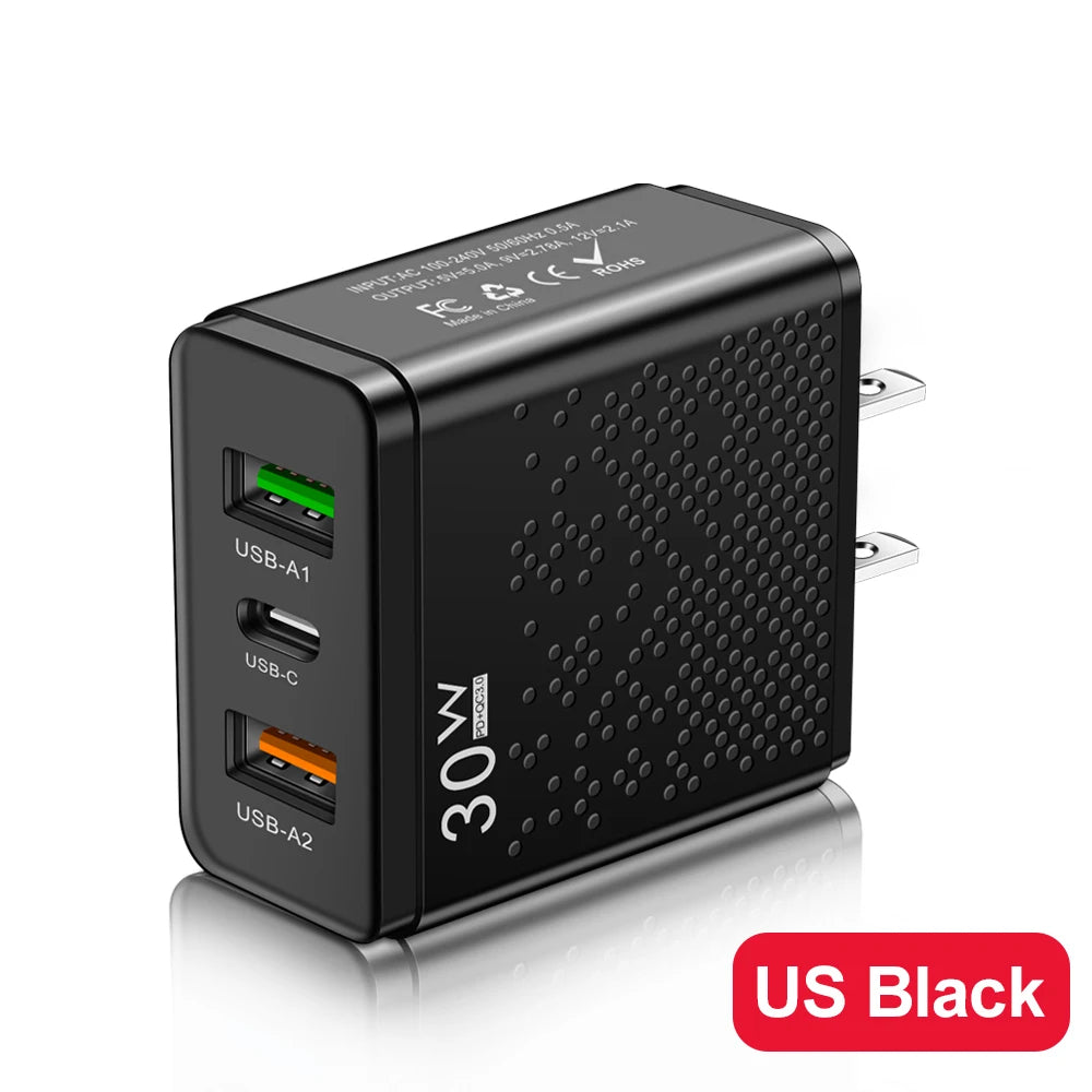 3 Ports 30W USB C Charger