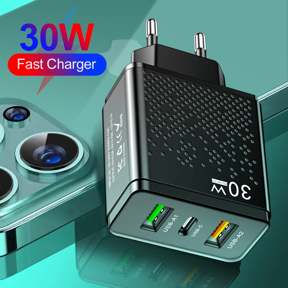 3 Ports 30W USB C Charger